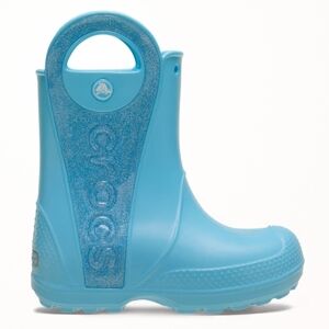 Crocs Handle It Glitter Mist Rain Boots In Tinted Glass Blue